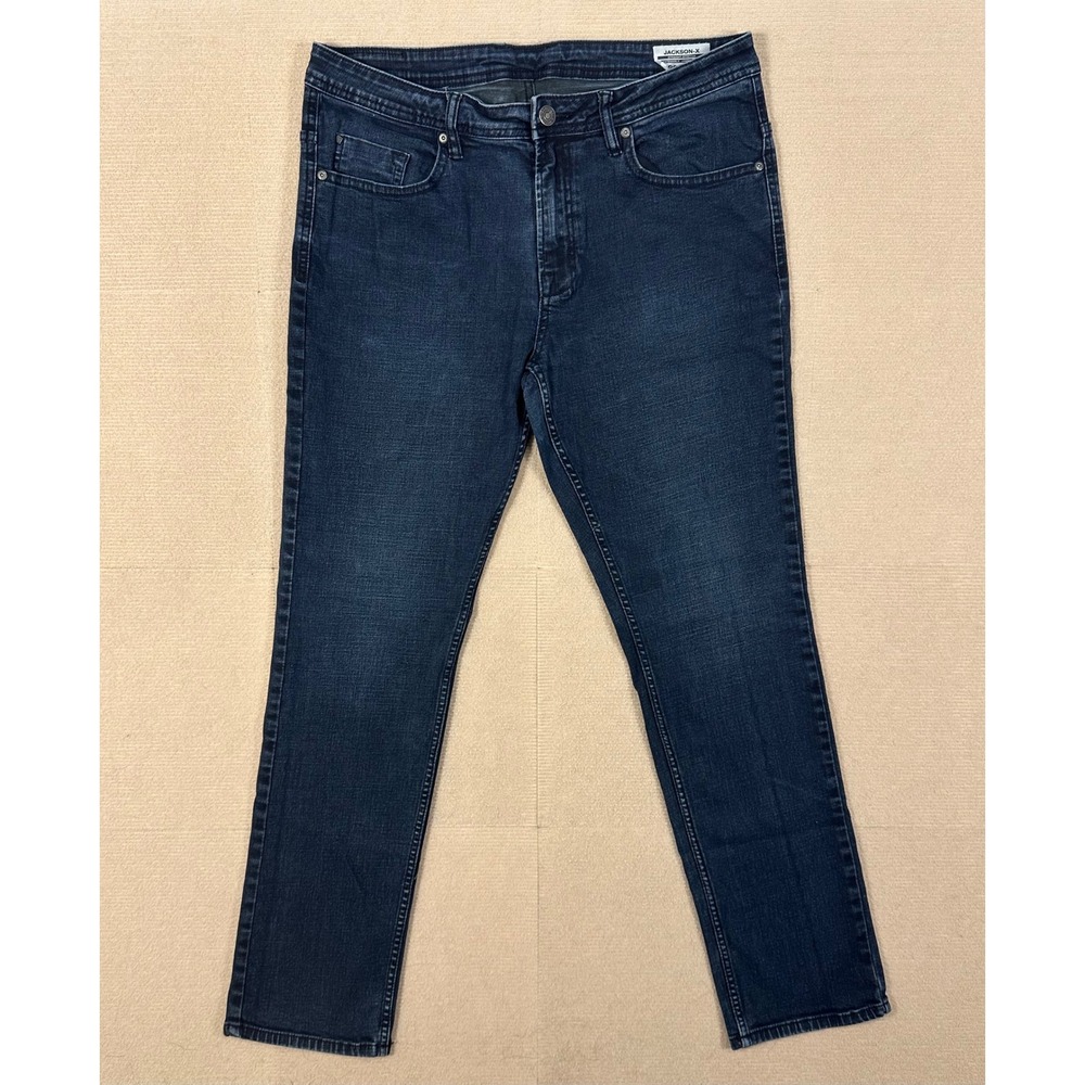 Buffalo David Bitton Jackson-X Jeans Mens 34x32 Straight Stretch Dark Wash Denim